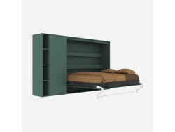 SMARTBett Murphy Bed SET M2 160x200 Horizontal and Cabinet Stone green