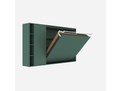 SMARTBett Murphy Bed SET M2 160x200 Horizontal and Cabinet Stone green