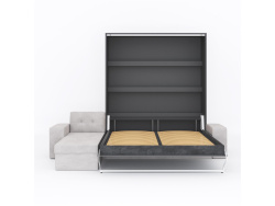 SMARTBett Schrankbett M3 (Tiefe 55cm) Vertikal 180x200 Anthrazit inkl. L-Ecksofa Sandgrau