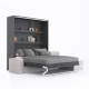 SMARTBett Schrankbett M3 (Tiefe 55cm) Vertikal 180x200 Anthrazit inkl. L-Ecksofa Sandgrau