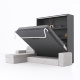 SMARTBett Schrankbett M3 (Tiefe 55cm) Vertikal 180x200 Anthrazit inkl. L-Ecksofa Sandgrau