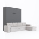 SMARTBett Schrankbett M3 (Tiefe 55cm) Vertikal 180x200 Anthrazit inkl. L-Ecksofa Sandgrau