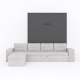 SMARTBett Schrankbett M3 (Tiefe 55cm) Vertikal 180x200 Anthrazit inkl. L-Ecksofa Sandgrau mit Armlehnen 11cm