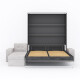 SMARTBett Schrankbett M3 (Tiefe 55cm) Vertikal 180x200 Anthrazit inkl. L-Ecksofa Sandgrau mit Armlehnen 11cm