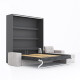 SMARTBett Schrankbett M3 (Tiefe 55cm) Vertikal 180x200 Anthrazit inkl. L-Ecksofa Sandgrau mit Armlehnen 11cm