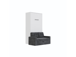 SMARTBett Murphy Bed M3 (depth 55 cm) vertical 100x200 White  incl. SOFA