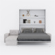 SMARTBett wall bed M3 (depth 55cm) vertical 180x200 White incl. L-shaped corner sofa sand grey