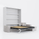SMARTBett wall bed M3 (depth 55cm) vertical 180x200 White incl. L-shaped corner sofa sand grey