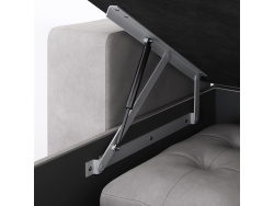 SMARTBett wall bed M3 (depth 55cm) vertical 180x200 Wild Oak incl. L-shaped corner sofa sand grey