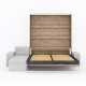SMARTBett wall bed M3 (depth 55cm) vertical 180x200 Wild Oak incl. L-shaped corner sofa sand grey