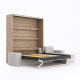 SMARTBett wall bed M3 (depth 55cm) vertical 180x200 Wild Oak incl. L-shaped corner sofa sand grey