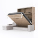 SMARTBett wall bed M3 (depth 55cm) vertical 180x200 Wild Oak incl. L-shaped corner sofa sand grey