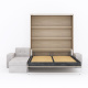 SMARTBett Schrankbett M3 (Tiefe 55cm) Vertikal 180x200 Kaiser Eiche inkl. L-Ecksofa Sandgrau