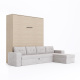 SMARTBett Schrankbett M3 (Tiefe 55cm) Vertikal 180x200 Kaiser Eiche inkl. L-Ecksofa Sandgrau