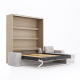 SMARTBett Schrankbett M3 (Tiefe 55cm) Vertikal 180x200 Kaiser Eiche inkl. L-Ecksofa Sandgrau