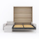 SMARTBett Schrankbett M3 (Tiefe 55cm) Vertikal 180x200 Kaiser Eiche inkl. L-Ecksofa Sandgrau mit Armlehnen 11cm