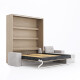 SMARTBett Schrankbett M3 (Tiefe 55cm) Vertikal 180x200 Kaiser Eiche inkl. L-Ecksofa Sandgrau mit Armlehnen 11cm