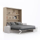 SMARTBett Schrankbett M3 (Tiefe 55cm) Vertikal 180x200 Kaiser Eiche inkl. L-Ecksofa Sandgrau mit Armlehnen 11cm