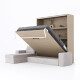 SMARTBett Schrankbett M3 (Tiefe 55cm) Vertikal 180x200 Kaiser Eiche inkl. L-Ecksofa Sandgrau mit Armlehnen 11cm