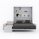 SMARTBett Murphy bed M3 (depth 55cm) vertical 180x200 Pearl Grey  incl. L-shaped corner sofa sand grey