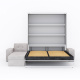 SMARTBett Murphy bed M3 (depth 55cm) vertical 180x200 Pearl Grey  incl. L-shaped corner sofa sand grey