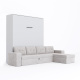 SMARTBett Murphy bed M3 (depth 55cm) vertical 180x200 Pearl Grey  incl. L-shaped corner sofa sand grey
