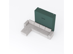 SMARTBett Schrankbett M3 (Tiefe 55cm) Vertikal 180x200 Steingrün inkl. L-Ecksofa Sandgrau