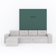 SMARTBett Schrankbett M3 (Tiefe 55cm) Vertikal 180x200 Steingrün inkl. L-Ecksofa Sandgrau