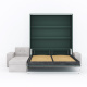 SMARTBett Schrankbett M3 (Tiefe 55cm) Vertikal 180x200 Steingrün inkl. L-Ecksofa Sandgrau