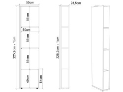 SMARTBett Schmales Regal STA.0021 M3/M2 (55 cm Tiefe) inkl. LED-Beleuchtung Anthrazit