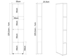 SMARTBett Schmales Regal STA.0021 M3/M2 (55 cm Tiefe) inkl. LED-Beleuchtung Wildeiche