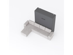 SMARTBett Murphy bed M3 (depth 55cm) vertical 160x200 anthracite incl. L-shaped corner sofa sand grey