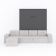 SMARTBett wall bed M3 (depth 55cm) vertical 160x200 anthracite incl. L-shaped corner sofa sand grey