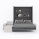 SMARTBett Murphy bed M3 (depth 55cm) vertical 160x200 anthracite incl. L-shaped corner sofa sand grey