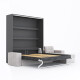 SMARTBett Murphy bed M3 (depth 55cm) vertical 160x200 anthracite incl. L-shaped corner sofa sand grey