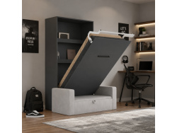 SMARTBett Schrankbett M3 (Tiefe 55 cm) Vertikal 100x200 Anthrazit inkl. SOFA