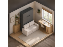 SMARTBett Schrankbett M3 (Tiefe 55 cm) Vertikal 100x200 Anthrazit inkl. SOFA
