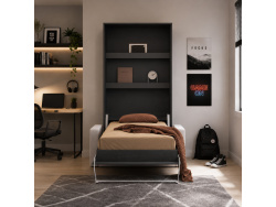 SMARTBett Schrankbett M3 (Tiefe 55 cm) Vertikal 100x200 Anthrazit inkl. SOFA