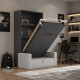 SMARTBett Schrankbett M3 (Tiefe 55 cm) Vertikal 100x200 Anthrazit inkl. SOFA