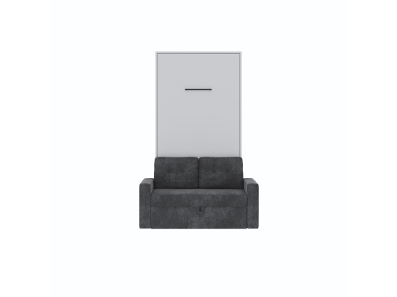 SMARTBett Schrankbett M3 (Tiefe 55 cm) Vertikal 100x200 Perlgrau inkl. SOFA