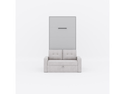 SMARTBett Schrankbett M3 (Tiefe 55 cm) Vertikal 100x200 Perlgrau inkl. SOFA