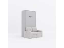 SMARTBett Schrankbett M3 (Tiefe 55 cm) Vertikal 100x200 Perlgrau inkl. SOFA