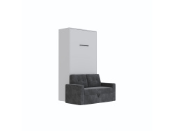 SMARTBett Schrankbett M3 (Tiefe 55 cm) Vertikal 100x200 Perlgrau inkl. SOFA