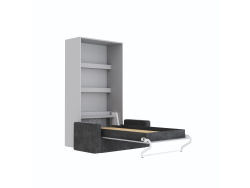 SMARTBett Schrankbett M3 (Tiefe 55 cm) Vertikal 100x200 Perlgrau inkl. SOFA