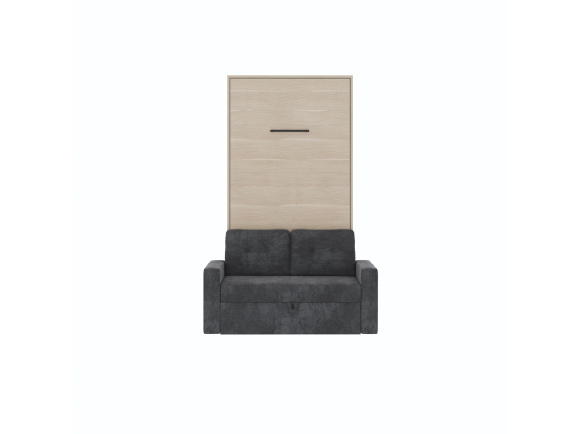 SMARTBett wall bed M3 (depth 55 cm) vertical 100x200 Kayserberg Oak incl. sofa