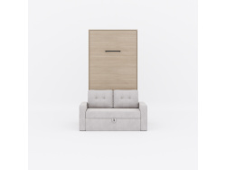 SMARTBett Murphy Bed M3 (depth 55 cm) vertical 100x200 Kayserberg Oak incl. SOFA