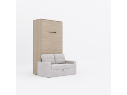 SMARTBett Murphy Bed M3 (depth 55 cm) vertical 100x200 Kayserberg Oak incl. SOFA