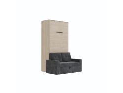 SMARTBett Murphy Bed M3 (depth 55 cm) vertical 100x200 Kayserberg Oak incl. SOFA