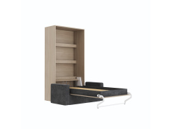 SMARTBett Murphy Bed M3 (depth 55 cm) vertical 100x200 Kayserberg Oak incl. SOFA