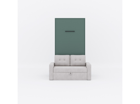 SMARTBett wall bed M3 (depth 55 cm) vertical 100x200 Stone-Green incl. SOFA